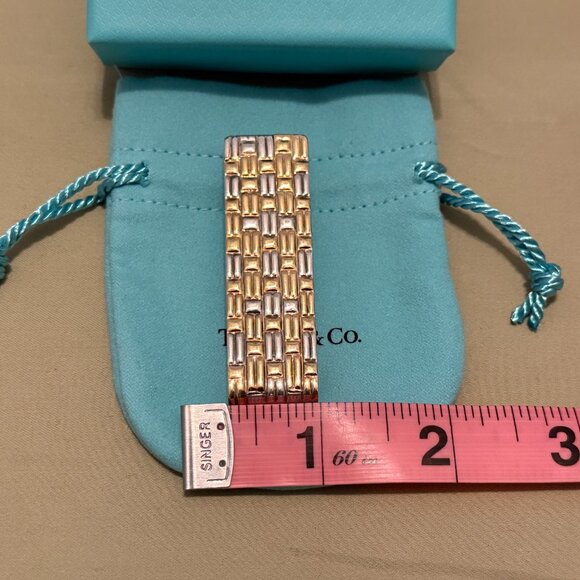 TIFFANY & CO. 18k YG & Silver Basket Weave Money Clip - Picture 9 of 12